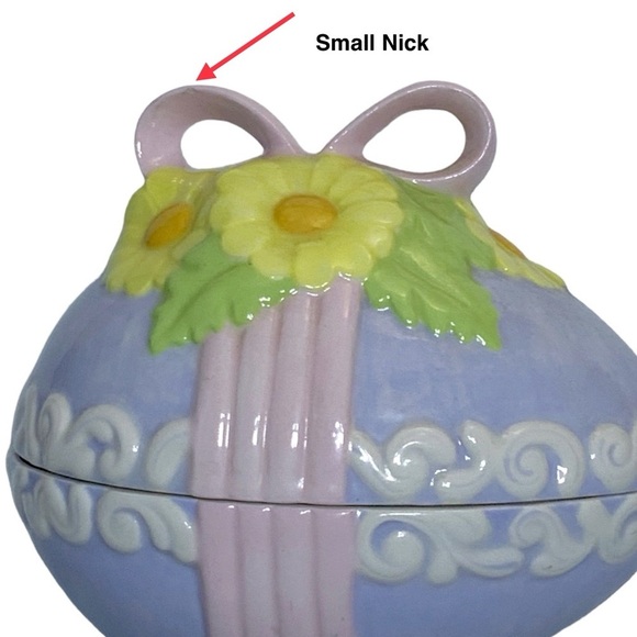 Vintage Hand Painted Easter Egg Candy Dish Trinket Dish Jar Functional Art 1981 - Picture 12 of 16